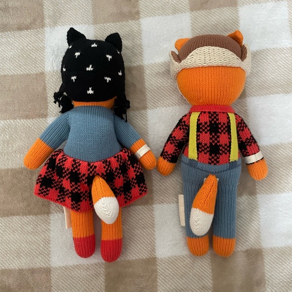 Cuddle + Kind Handmade Fox Plush Toy Set - Blue and orange - Picture 2 of 9